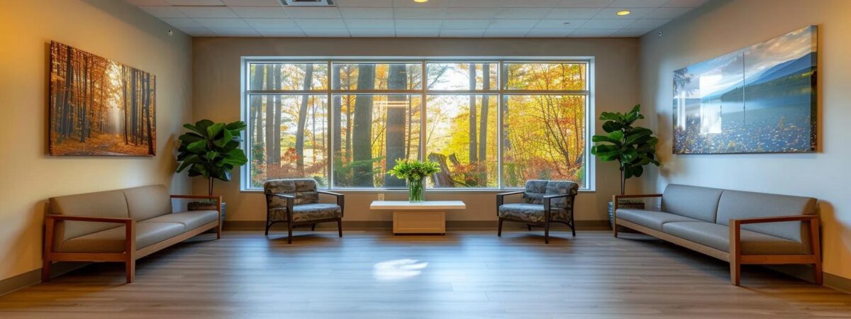 a modern treatment center in new hampshire, featuring a serene therapy room with comfortable seating, soft lighting, and motivational artwork, designed for various substance abuse treatment methods including medication-assisted therapy and cognitive behavioral therapy sessions. a modern treatment center in new hampshire, featuring a serene therapy room with comfortable seating, soft lighting, and motivational artwork, designed for various substance abuse treatment methods including medication-assisted therapy and cognitive behavioral therapy sessions.