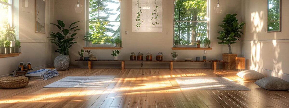 a serene, modern therapy room in new hampshire, filled with natural light, features a diverse group of individuals engaged in a focused holistic therapy session, highlighting the integration of yoga mats, nutritional guidance resources, and supportive collaborative discussions. a serene, modern therapy room in new hampshire, filled with natural light, features a diverse group of individuals engaged in a focused holistic therapy session, highlighting the integration of yoga mats, nutritional guidance resources, and supportive collaborative discussions.