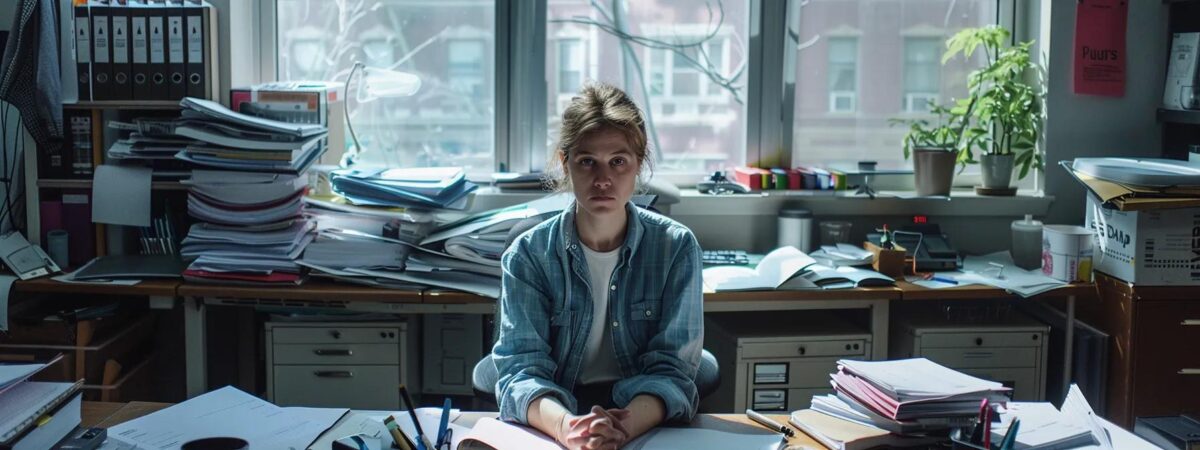 a stark, modern office setting displays a worried individual seated alone, surrounded by cluttered paperwork, reflecting the urgent need for substance abuse treatment amid the bustling urban backdrop of new hampshire. a stark, modern office setting displays a worried individual seated alone, surrounded by cluttered paperwork, reflecting the urgent need for substance abuse treatment amid the bustling urban backdrop of new hampshire.