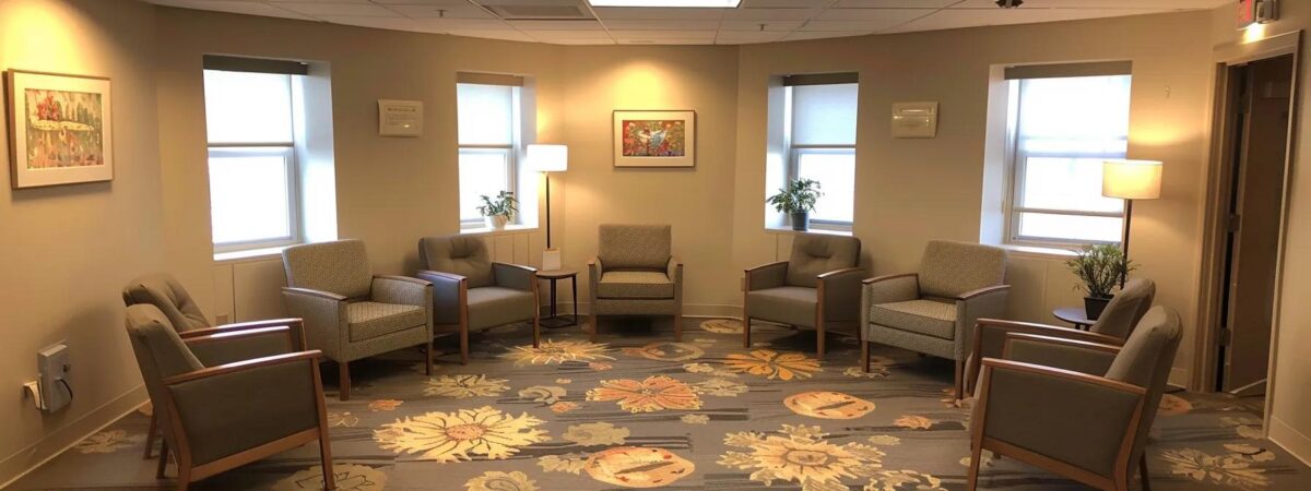 a warm and inviting therapy room in new hampshire, featuring a circle of comfortable chairs and soft lighting that fosters open conversation, symbolizing the supportive journey towards addiction treatment. a warm and inviting therapy room in new hampshire, featuring a circle of comfortable chairs and soft lighting that fosters open conversation, symbolizing the supportive journey towards addiction treatment.